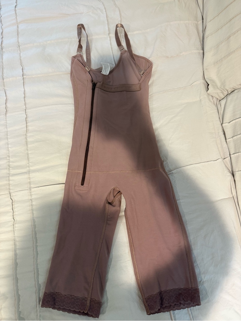 Ann Chery Mauve Pink Kids Shapewear Bodysuit with Lace Trim